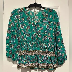 Green Floral Blouse XS